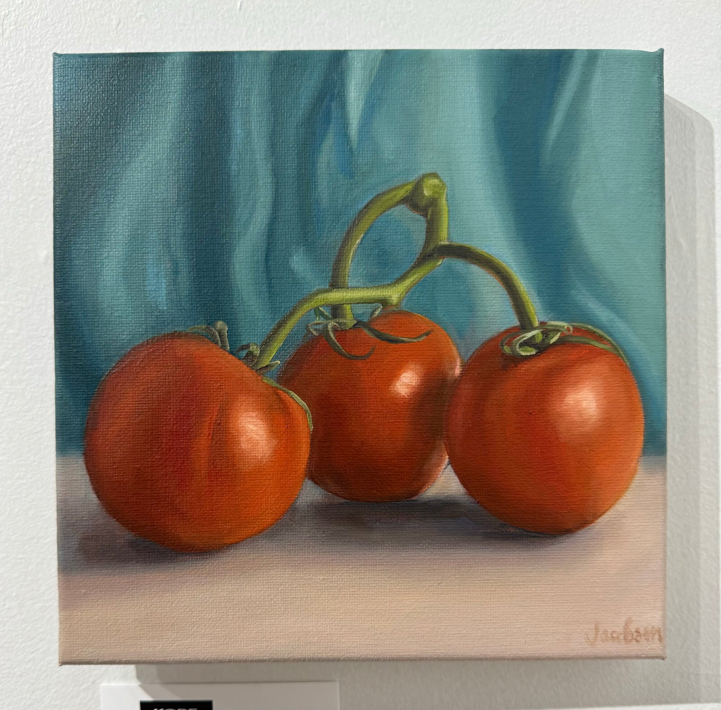 “Tomatoes on the Vine” Original Oil Painting 10”x10”
